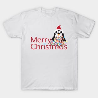 Merry Christmas with Cute Cartoon Penguin T-Shirt